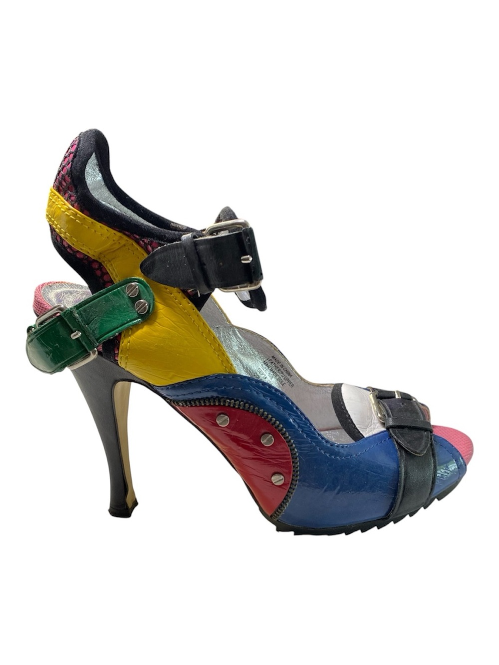 Bakers Patent Leather Stilettos Patchwork Multi Colored Pumps Cocktail Dressy